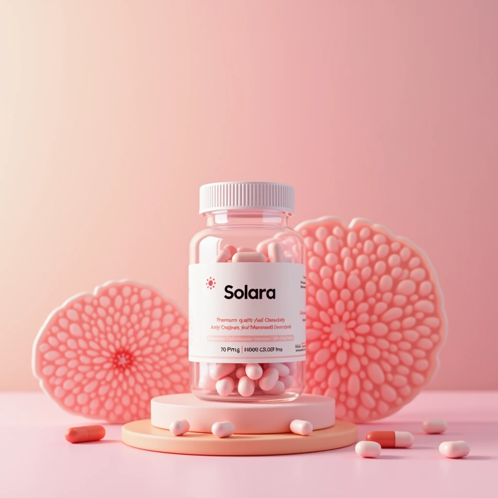 Solara supplement bottle with soft gradient packaging